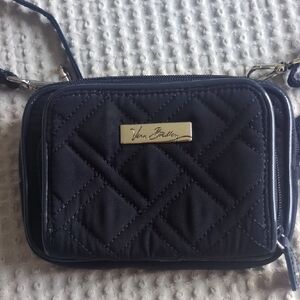 Vera Bradley Black Quilted Crossbody Bag with Silver Accent